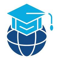 ícone de glifo de duas cores de educação global vetor