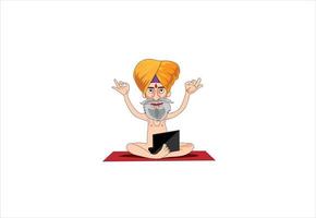 sikh fazendo ilustração vetorial de meditação de ioga vetor