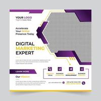 design de modelo de banner e post de mídia social de marketing de agência de negócios digital profissional na moda. promoção publicidade corporativa web banner anúncios histórias folheto cartaz vetor