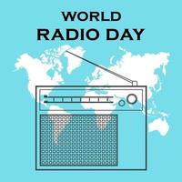 dia mundial do rádio. ilustração vetorial. mapa. vetor