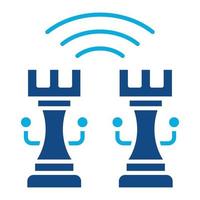 ícone de duas cores de glifo de xadrez inteligente vetor