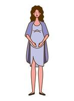 linda mulher grávida em pé no fundo branco vetor