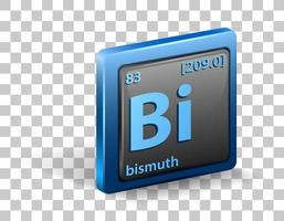 elemento químico de bismuto. símbolo químico com número atômico e massa atômica. vetor