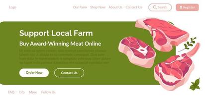 apoie a fazenda local compre carne online, página do site vetor