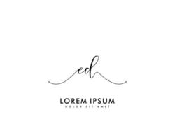 monograma de beleza de logotipo feminino ed inicial e design de logotipo elegante, logotipo de caligrafia de assinatura inicial, casamento, moda, floral e botânico com modelo criativo vetor