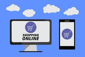 compras online no site com celular, conceito de marketing vetor