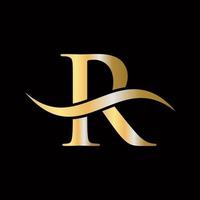 letra r logotipo dourado símbolo luxuoso design de monograma vetor