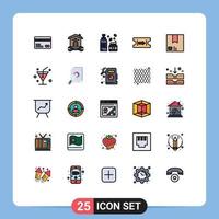 25 interface do usuário linha cheia pacote de cores planas de sinais e símbolos modernos de elementos de design de vetores editáveis de seta de chave de jornada e cuidados com a pele