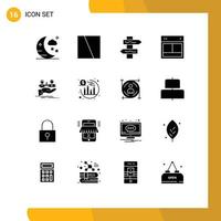16 ícones criativos sinais modernos e símbolos de elementos de design de vetores editáveis de site de navegação de seguro familiar