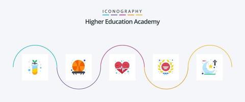 Academy Flat 5 Icon Pack, incluindo teologia. religioso. frequência cardíaca. religião. Estrela vetor