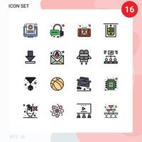conjunto de 16 sinais de símbolos de ícones de interface do usuário modernos para kit de seta de ataque em dinheiro editável elementos de design de vetor criativo