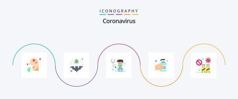 pacote de ícones de 5 planos de coronavírus, incluindo infecção. desinfetante para as mãos. vírus. lavar à mão. médico vetor