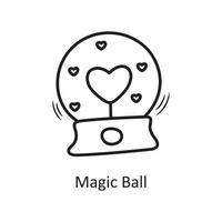 mão de contorno de vetor de bola mágica desenhar ilustração de design de ícone. símbolo do dia dos namorados no arquivo eps 10 de fundo branco