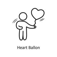 mão de contorno de vetor de balão de coração desenhar ilustração de design de ícone. símbolo do dia dos namorados no arquivo eps 10 de fundo branco