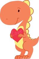 uma ilustração de um dinossauro em laranja com um coração. vetor