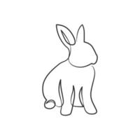 desenho de arte de uma linha contínua de coelho vetor