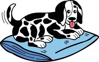 mão desenhada ilustração de cachorro dálmata dormindo em estilo doodle vetor
