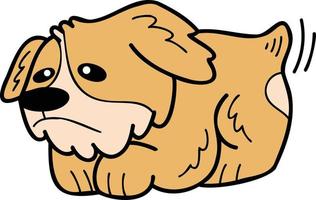 cachorro corgi desenhado à mão é uma ilustração triste no estilo doodle vetor
