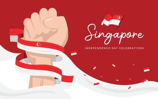 modelo de design de banner do dia da independência de singapura vetor