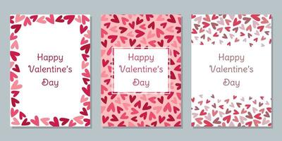 conjunto de cartões de dia dos namorados com padrão de corações. modelo para pôster, banner, panfleto, convite, cartão postal. vetor