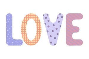 doodle letras coloridas amor vetor