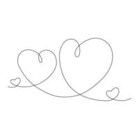 sinal de desenho de linha contínua de amor dois corações desenhados à mão. feliz Dia dos namorados. design para cartões vetor