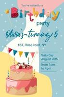 modelo de convite de aniversário. design vetorial colorido para uma festa de aniversário infantil.