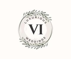 vi letras iniciais modelo de logotipos de monograma de casamento, modelos modernos minimalistas e florais desenhados à mão para cartões de convite, salve a data, identidade elegante. vetor