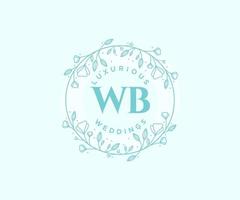 modelo de logotipos de monograma de casamento de carta de iniciais wb, modelos minimalistas e florais modernos desenhados à mão para cartões de convite, salve a data, identidade elegante. vetor