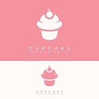 modelo de logotipo de cupcake doce minimalista vetor