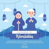 ilustração de banner do ramadã em design plano vetor