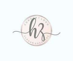 logo feminino inicial hz. utilizável para logotipos de natureza, salão, spa, cosméticos e beleza. elemento de modelo de design de logotipo de vetor plana.