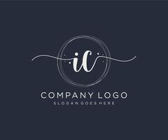 logotipo feminino inicial ic. utilizável para logotipos de natureza, salão, spa, cosméticos e beleza. elemento de modelo de design de logotipo de vetor plana.