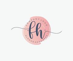 logo feminino inicial fh. utilizável para logotipos de natureza, salão, spa, cosméticos e beleza. elemento de modelo de design de logotipo de vetor plana.