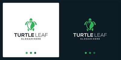 inspiração de logotipo de tartaruga e logotipo de folha. vetor premium.