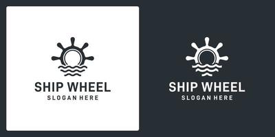 inspiração nos volantes de navios e barcos com formato de ondas do mar. vetor premium