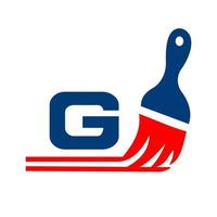 conceito de logotipo de pintura letra g com símbolo de pincel vetor