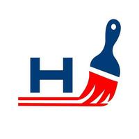 conceito de logotipo de pintura de letra h com símbolo de pincel vetor