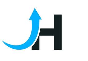modelo de logotipo financeiro letra h com seta de crescimento de marketing vetor