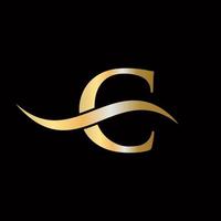 letra c logotipo dourado símbolo luxuoso design de monograma vetor