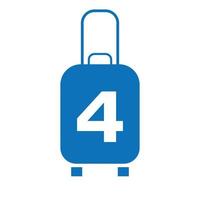 letra 4 logotipo de viagem. avião de férias de mala de viagem com tour de mala e vetor de logotipo da empresa de turismo