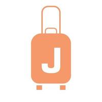 letra j logotipo de viagem. avião de férias de mala de viagem com tour de mala e vetor de logotipo da empresa de turismo