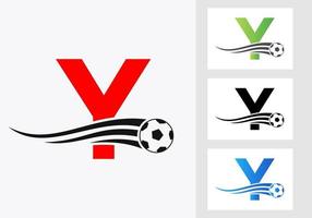logotipo do futebol de futebol no sinal da letra y. conceito de emblema do clube de futebol do ícone do time de futebol vetor