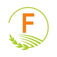 agricultura logotipo letra f conceito vetor