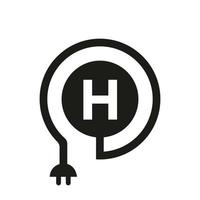 letra h logotipo elétrico vetor