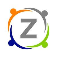 design de logotipo de trabalho em equipe de unidade com modelo de letra z. modelo de logotipo de caridade vetor