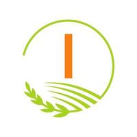 agricultura logotipo letra i conceito vetor