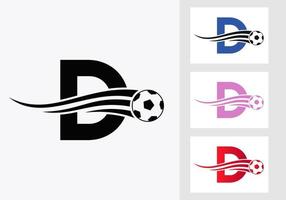 logotipo do futebol de futebol no sinal da letra d. conceito de emblema do clube de futebol do ícone do time de futebol vetor