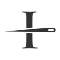 letra inicial i alfaiate logotipo, combinação de agulha e linha para bordar, têxtil, moda, tecido, modelo de tecido vetor