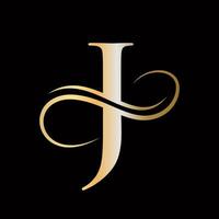 modelo de logotipo luxuoso da letra j inicial vetor